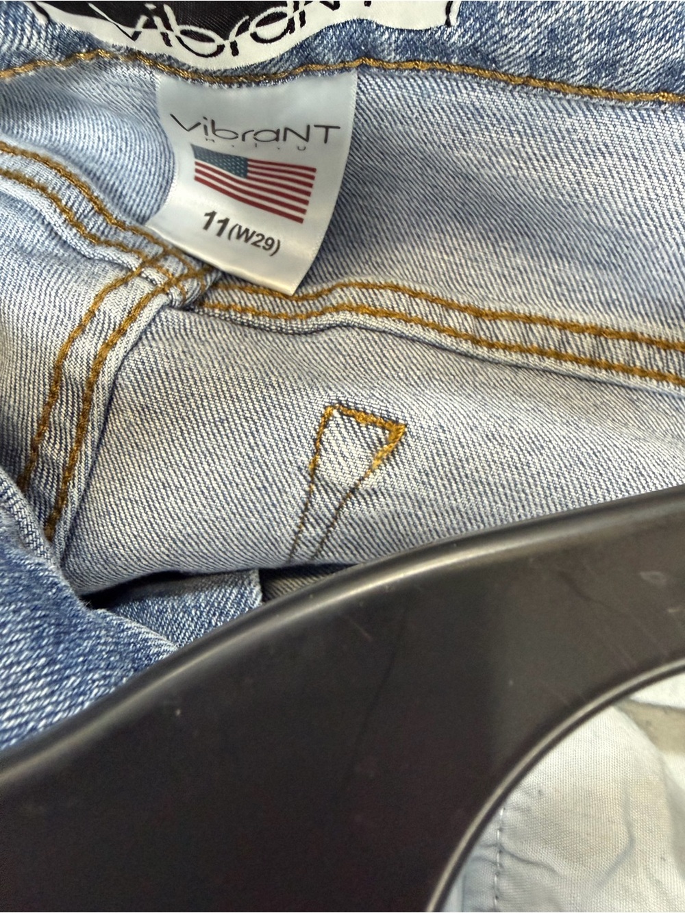 Vibrant Light Blue Denim Jeans with Gold Stitching